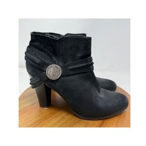 Miranda Lambert Black Suede Leather Guitar Ankle Booties Women's Size 10M